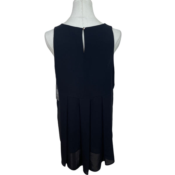 Vince Camuto Womens Black Sleeveless Sheer Panel Back Top Size S