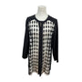 Chicos Black & White Open Front Jacket Woven Detail 3/4 Sleeve Size 2 - New