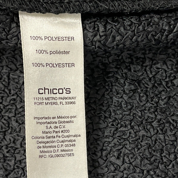 Chicos Black & White Open Front Jacket Woven Detail 3/4 Sleeve Size 2 - New