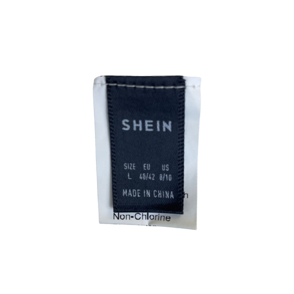 Shein Womens White Ribbed Knit Tie-Front Long-Sleeve Cropped Cardigan Size L