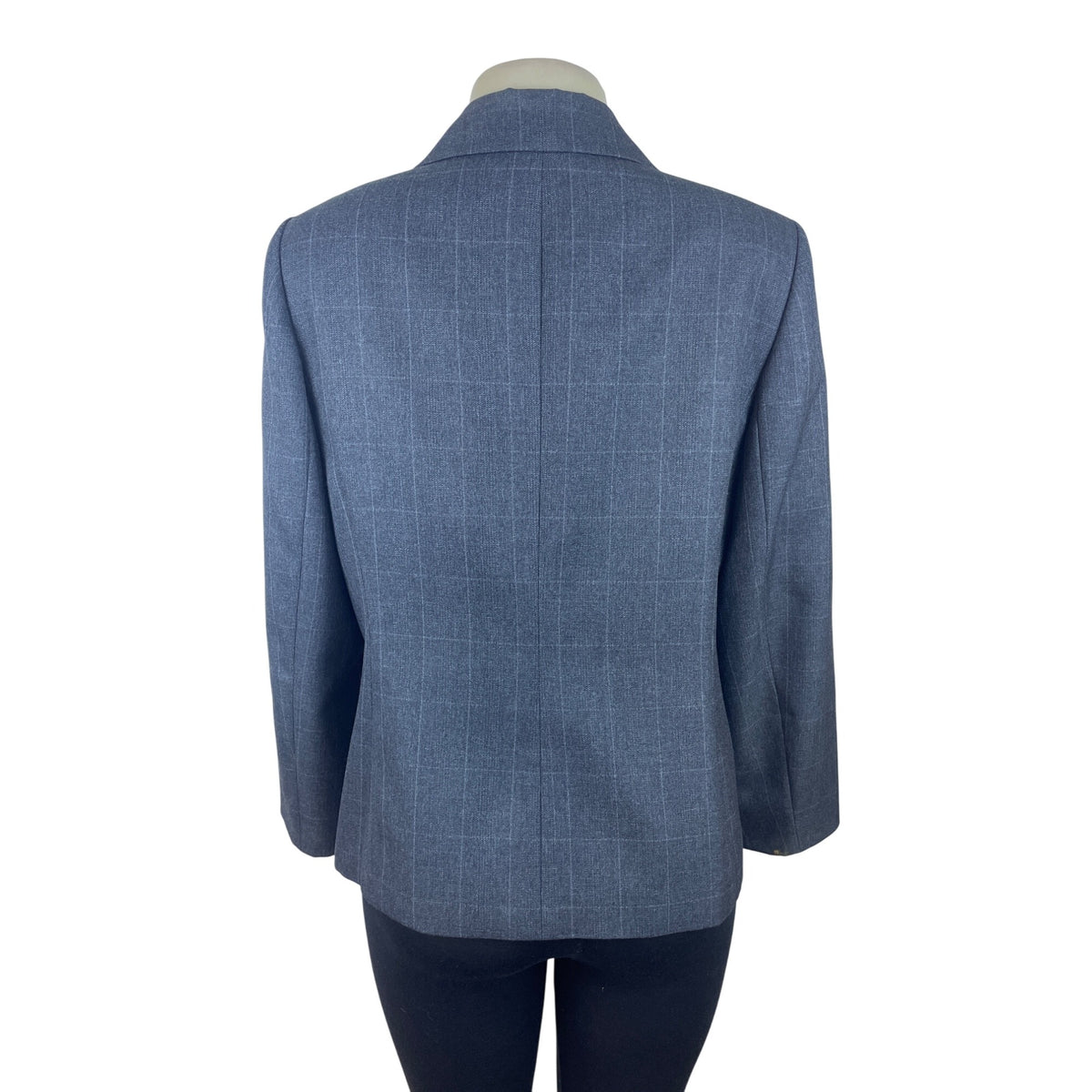 Kasper Petite Women's Grey Windowpane Blazer Jacket Button Front Size 14P