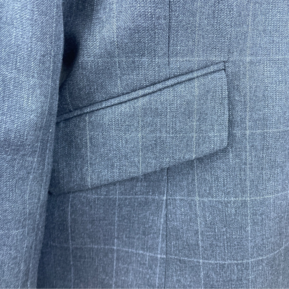 Kasper Petite Women's Grey Windowpane Blazer Jacket Button Front Size 14P