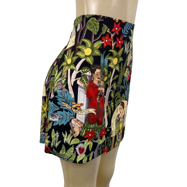 Frida Kahlo Women’s Multicolor High-Waist Graphic Mini Skirt Size XL
