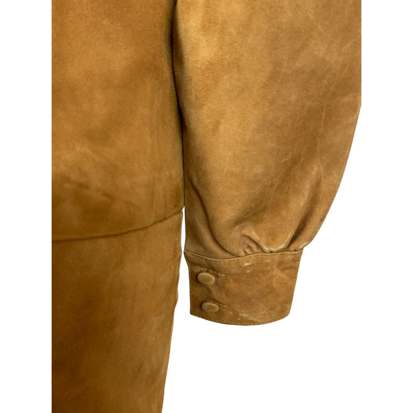 Sylvia Clyne Piel Tan Suede Skirt & Jacket Set With Belted Waist Size M