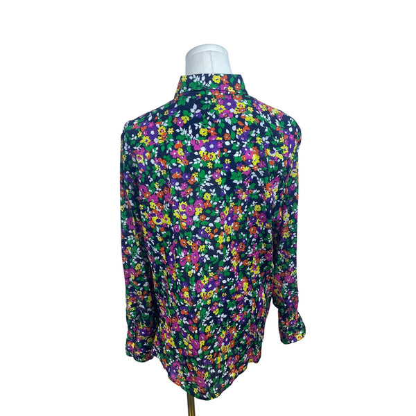 Ralph Lauren Floral Womens Button-Up Blouse Top Multicolor Long Sleeve Size XL