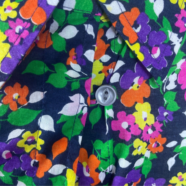 Ralph Lauren Floral Womens Button-Up Blouse Top Multicolor Long Sleeve Size XL