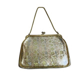 Vintage JR Women's Golden Roses Canvas Evening Purse Sz S