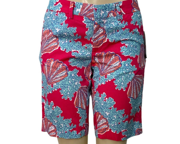 Lilly Pulitzer Womens Avenue Shorts Coral Reef Print Casual Shorts Size 4 - New