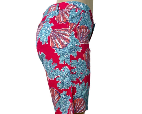 Lilly Pulitzer Womens Avenue Shorts Coral Reef Print Casual Shorts Size 4 - New