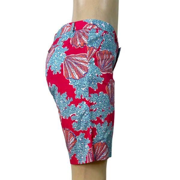 Lilly Pulitzer Womens Avenue Shorts Coral Reef Print Casual Shorts Size 4 - New