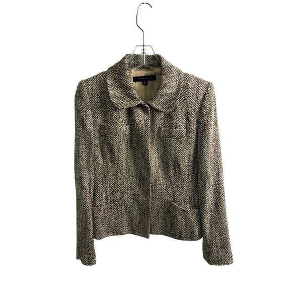 Anne Klein Womens Brown Wool Blend Tweed Skirt Suit Set Jacket & Skirt Size 6