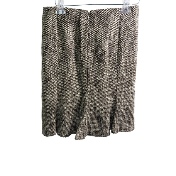 Anne Klein Womens Brown Wool Blend Tweed Skirt Suit Set Jacket & Skirt Size 6