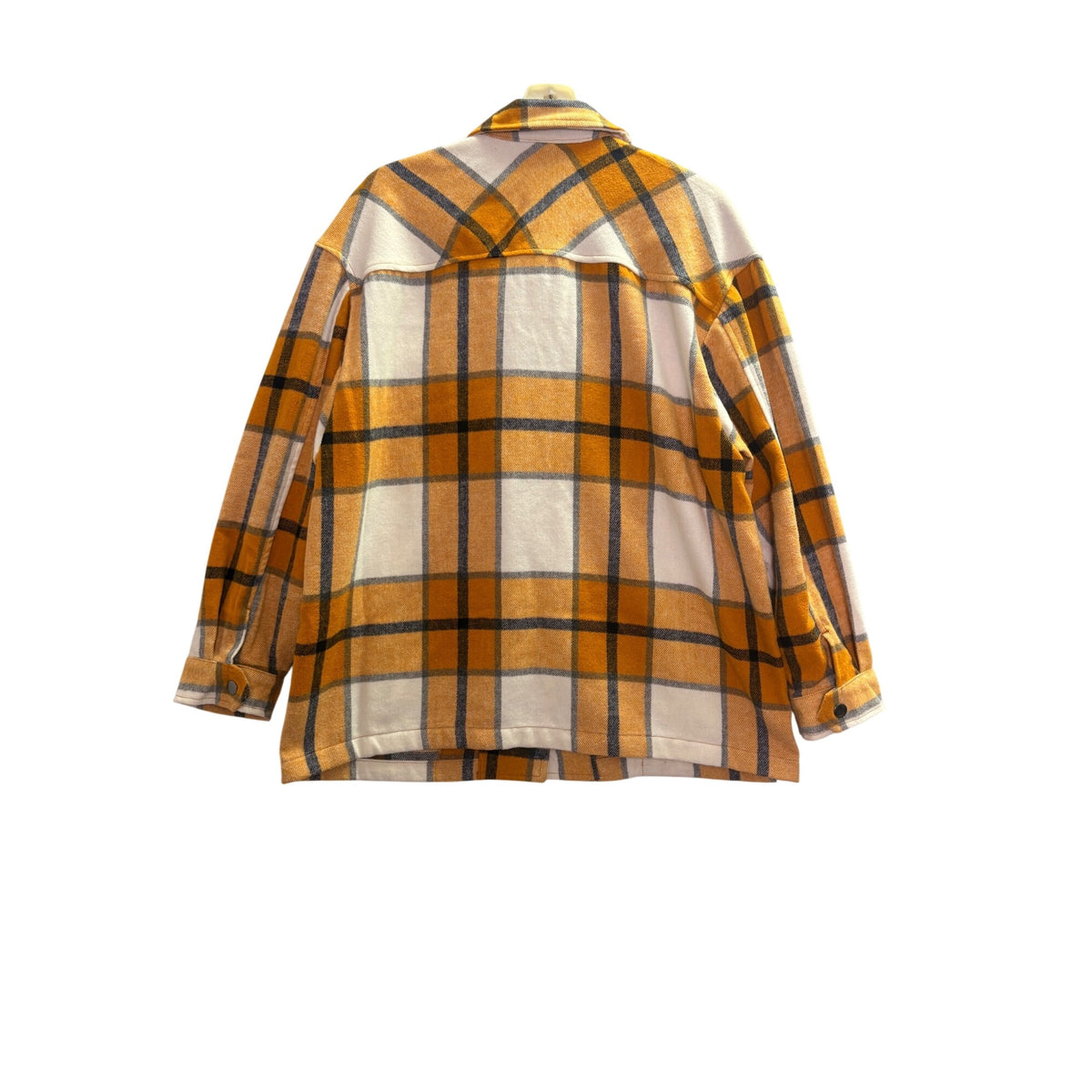 HFX Mens Orange Plaid Button-Up Shirt Jacket Size M Polyester Wool Blend Warm Layers