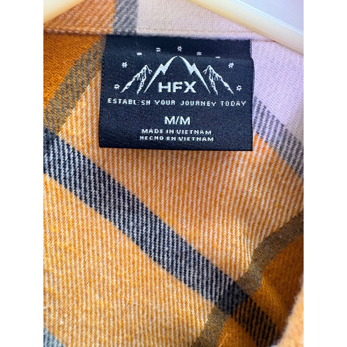 HFX Mens Orange Plaid Button-Up Shirt Jacket Size M Polyester Wool Blend Warm Layers