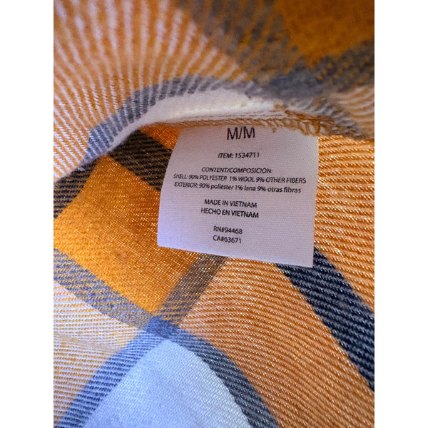 HFX Mens Orange Plaid Button-Up Shirt Jacket Size M Polyester Wool Blend Warm Layers