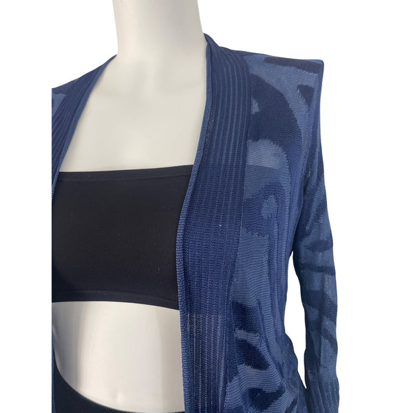 Chico’s Open-Front Lightweight Womens Cardigan Navy Blue Zebra Print Sz 3