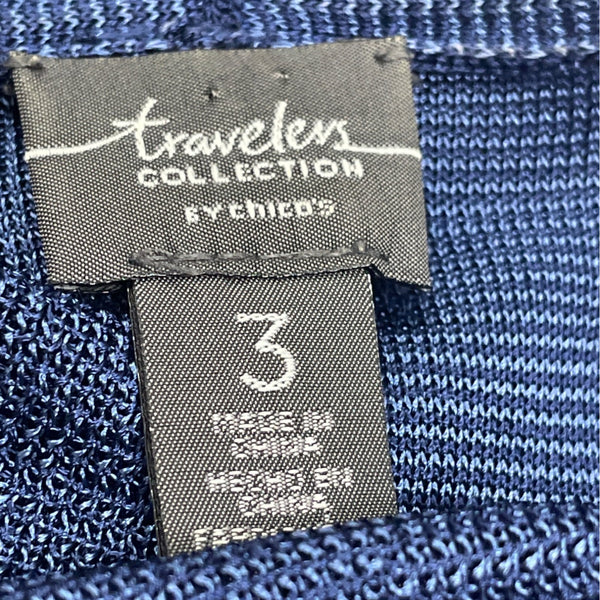 Chico’s Open-Front Lightweight Womens Cardigan Navy Blue Zebra Print Sz 3