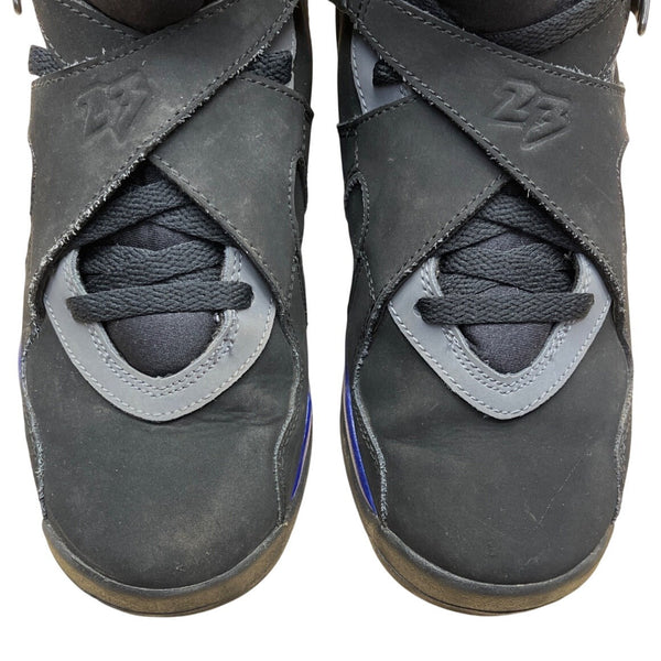 Air Jordan 8 Retro BG Youth Black/Grey Nubuck & Aqua Blue Sneakers Sz 5Y