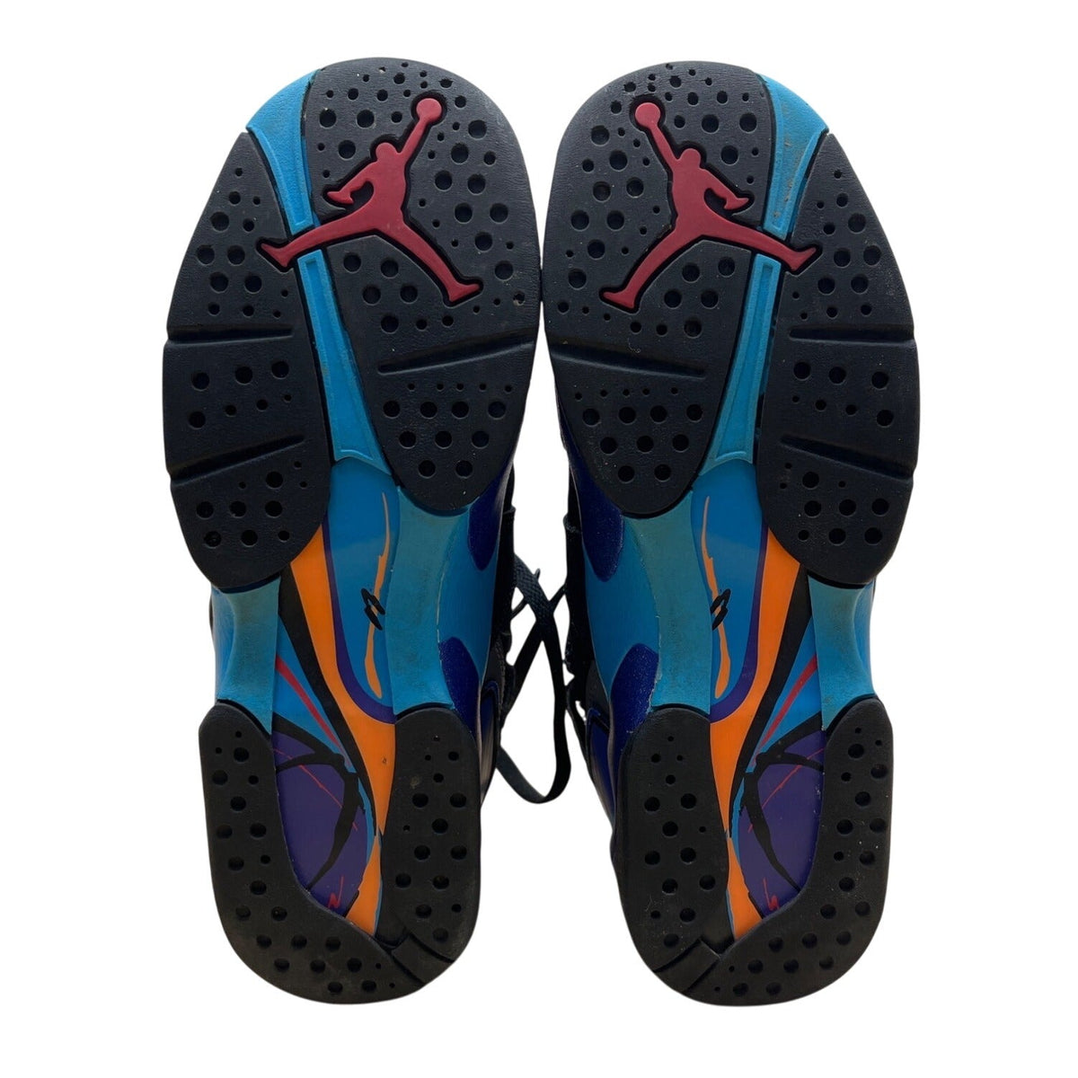 Air Jordan 8 Retro BG Youth Black/Grey Nubuck & Aqua Blue Sneakers Sz 5Y