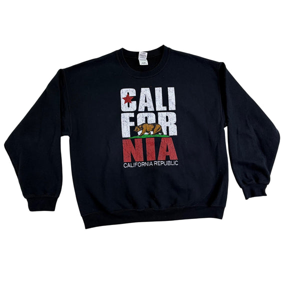 Gildan Unisex Black Crewneck Sweatshirt California Republic Graphic Sz XL