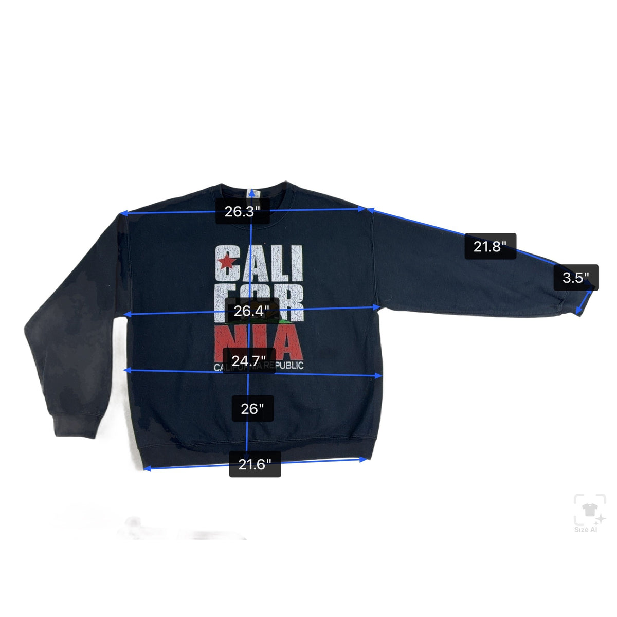 Gildan Unisex Black Crewneck Sweatshirt California Republic Graphic Sz XL