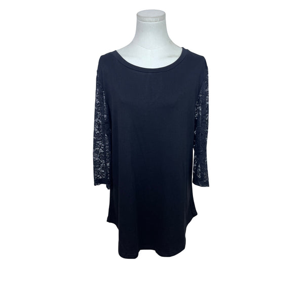Koitmy Black Lace Sleeve Womens Blouse Comfortable Elegant Design Size L - New