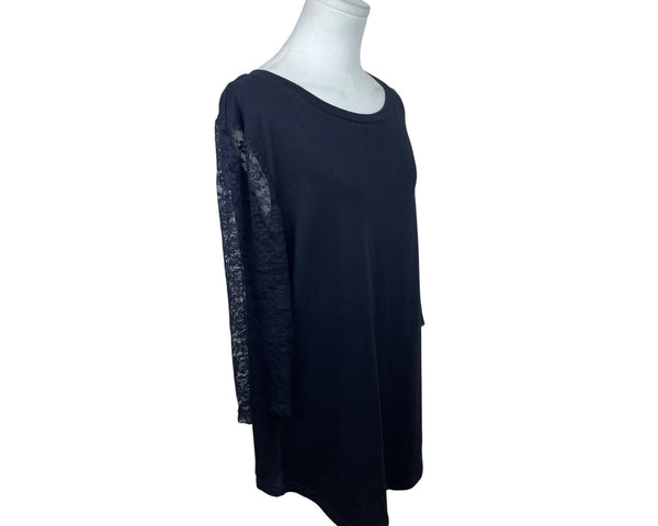 Koitmy Black Lace Sleeve Womens Blouse Comfortable Elegant Design Size L - New