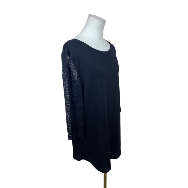 Koitmy Black Lace Sleeve Womens Blouse Comfortable Elegant Design Size L - New