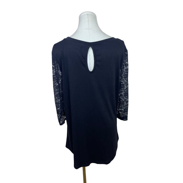 Koitmy Black Lace Sleeve Womens Blouse Comfortable Elegant Design Size L - New