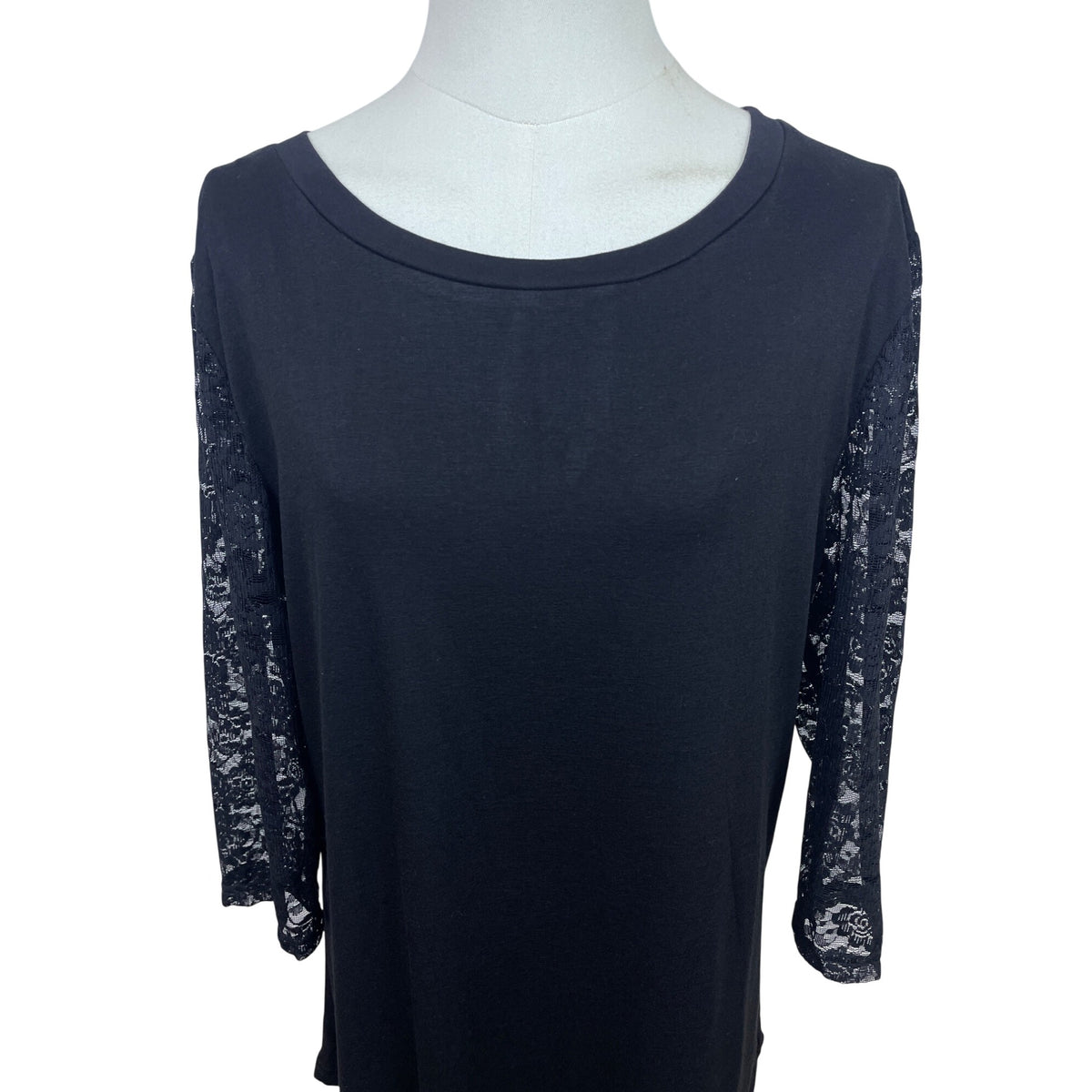 Koitmy Black Lace Sleeve Womens Blouse Comfortable Elegant Design Size L - New