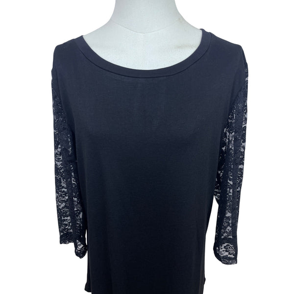Koitmy Black Lace Sleeve Womens Blouse Comfortable Elegant Design Size L - New