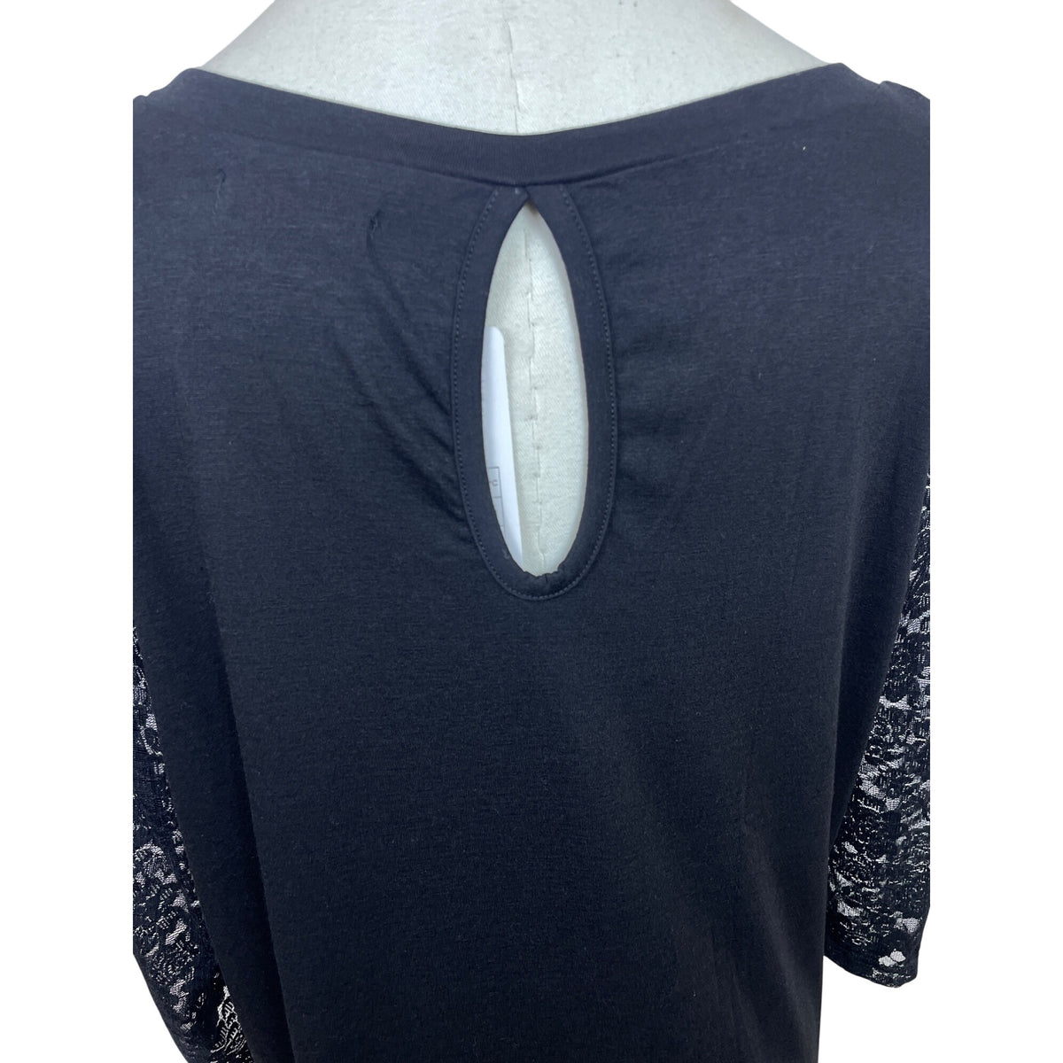 Koitmy Black Lace Sleeve Womens Blouse Comfortable Elegant Design Size L - New
