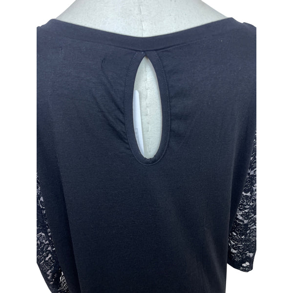 Koitmy Black Lace Sleeve Womens Blouse Comfortable Elegant Design Size L - New