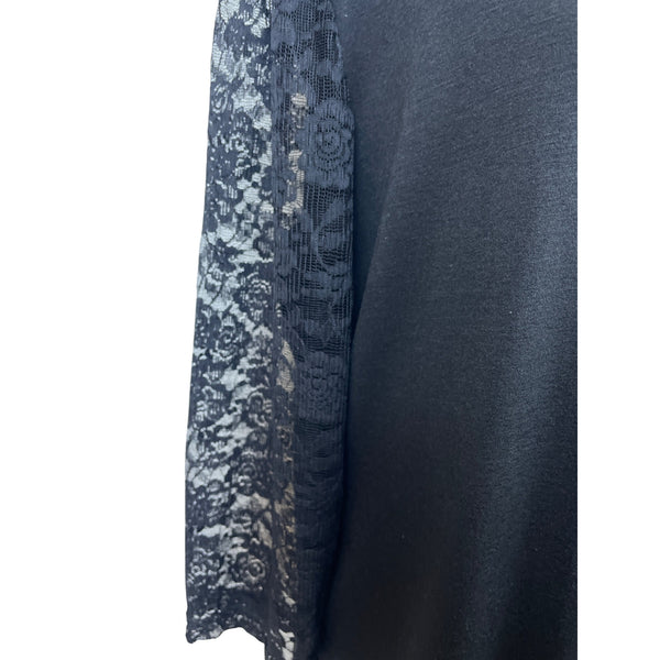 Koitmy Black Lace Sleeve Womens Blouse Comfortable Elegant Design Size L - New