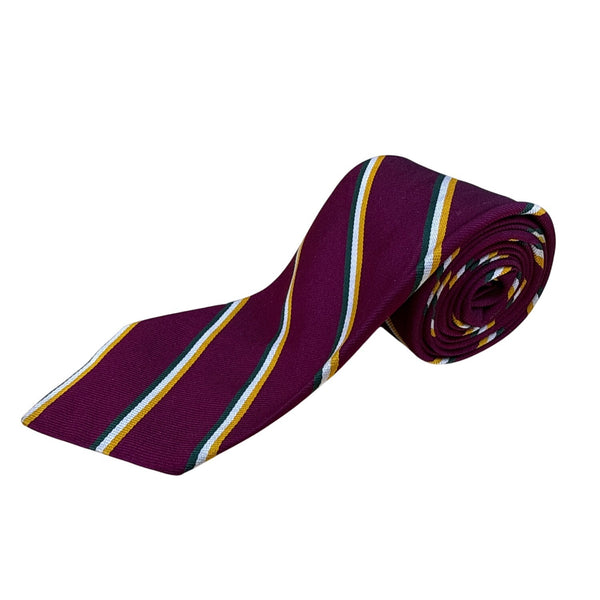 Vintage Brooks Brothers Burgundy & Yellow Striped Silk Tie Classic Style