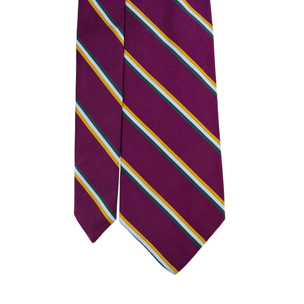 Vintage Brooks Brothers Burgundy & Yellow Striped Silk Tie Classic Style