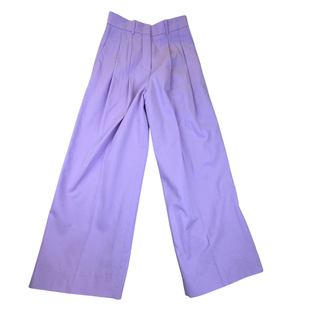 COS Womens Lavender Cotton Wide-Leg Pleated Pants Elegant Tailored Fit Size 2