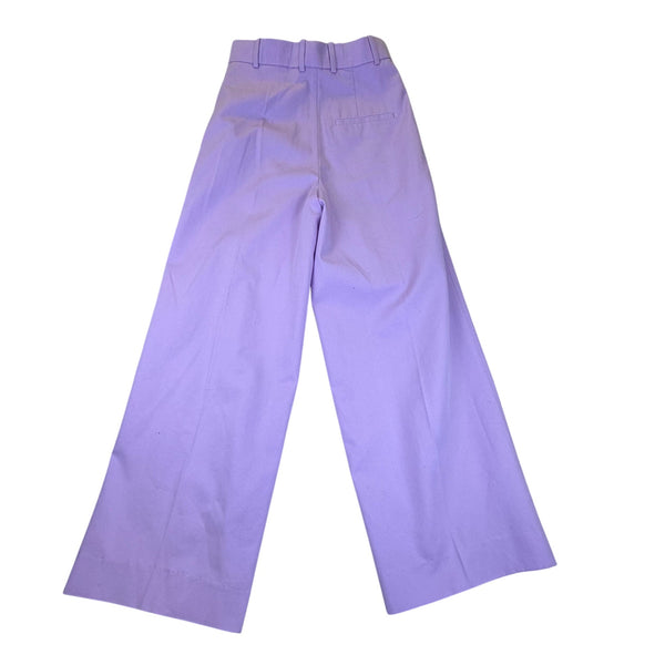 COS Womens Lavender Cotton Wide-Leg Pleated Pants Elegant Tailored Fit Size 2