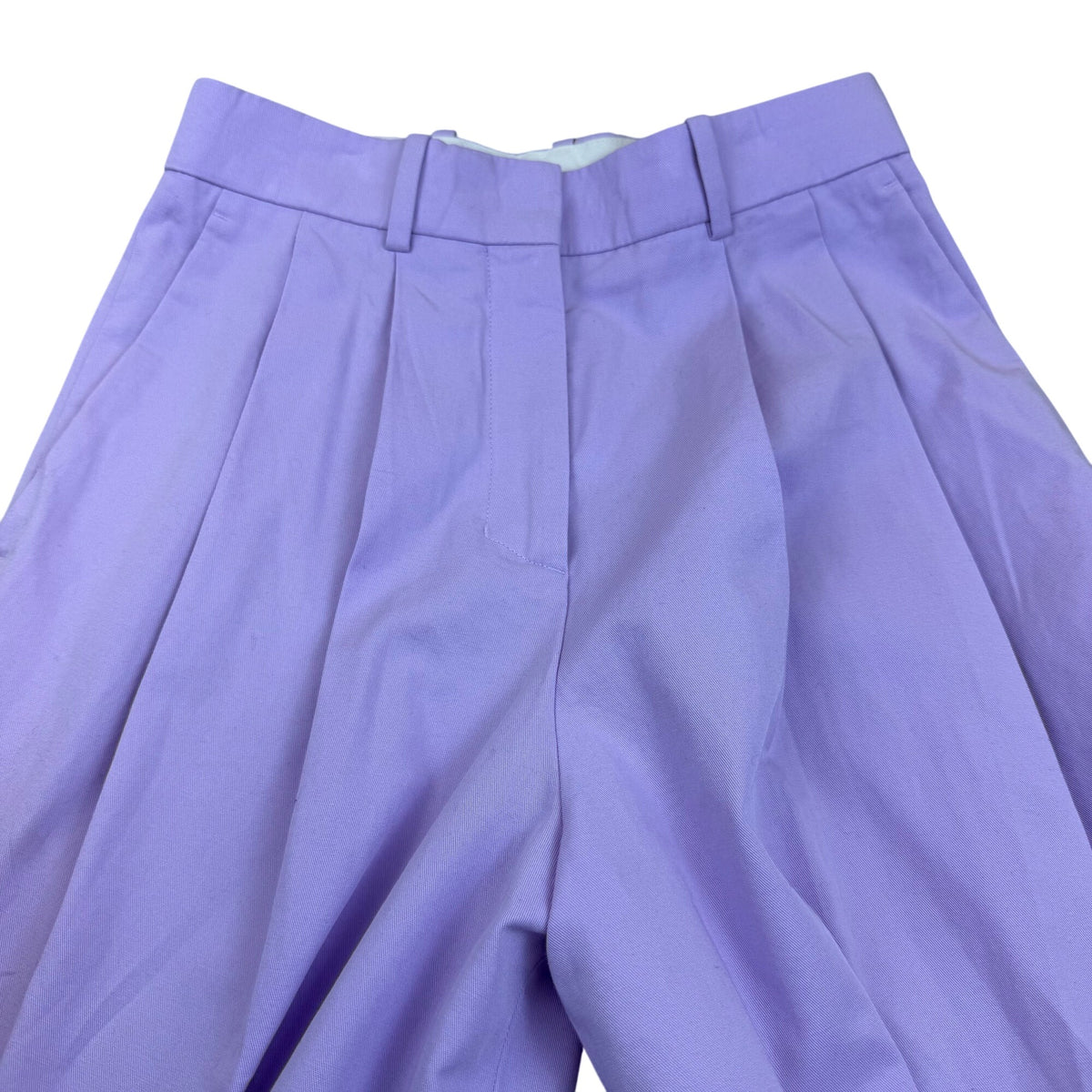 COS Womens Lavender Cotton Wide-Leg Pleated Pants Elegant Tailored Fit Size 2