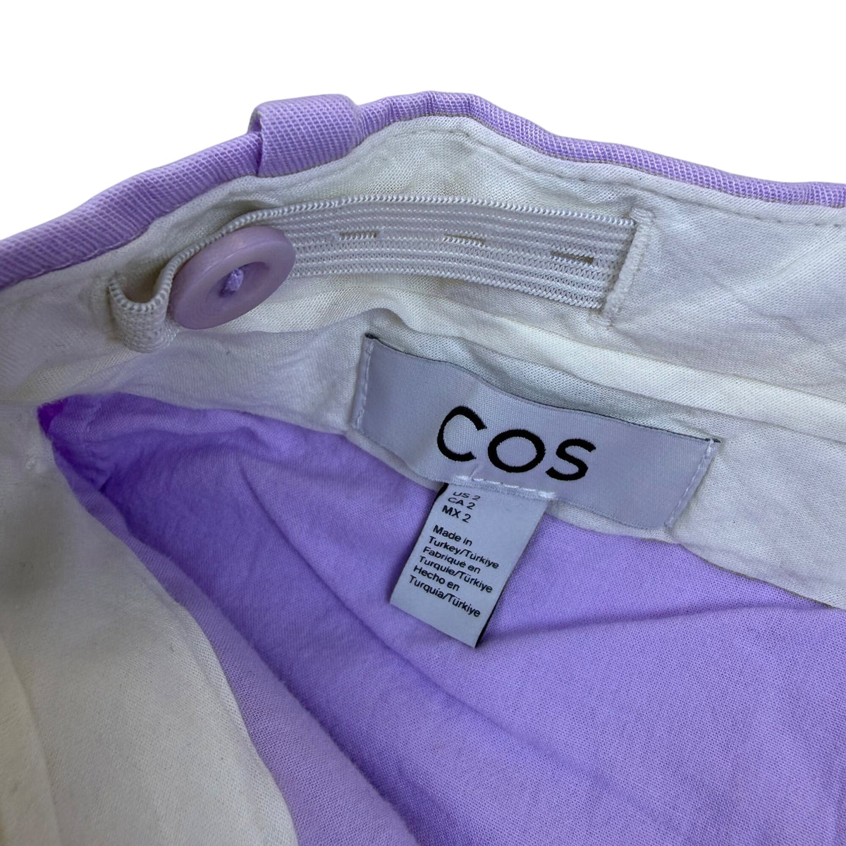 COS Womens Lavender Cotton Wide-Leg Pleated Pants Elegant Tailored Fit Size 2