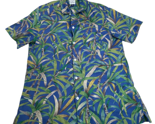 J.Crew Men's Blue Short Sleeve Button-Up Shirt With Tropical Print Sz M