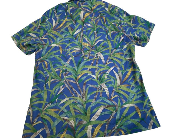J.Crew Men's Blue Short Sleeve Button-Up Shirt With Tropical Print Sz M