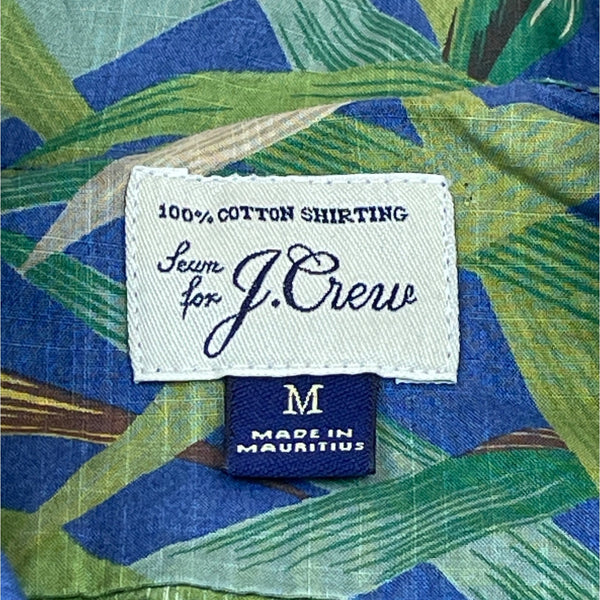 J.Crew Men's Blue Short Sleeve Button-Up Shirt With Tropical Print Sz M
