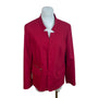 Chicos Red Women's Blazer Jacket With Unique Collar And Zipper Pocket Size 1
