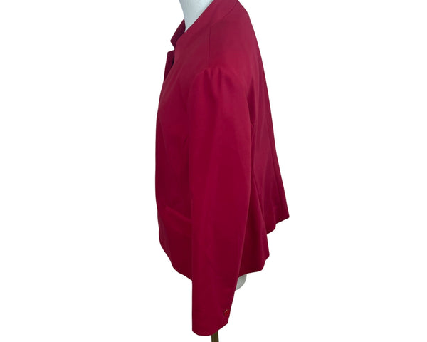Chicos Red Women's Blazer Jacket With Unique Collar And Zipper Pocket Size 1
