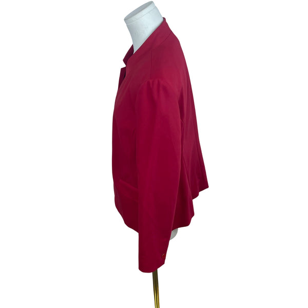 Chicos Red Women's Blazer Jacket With Unique Collar And Zipper Pocket Size 1