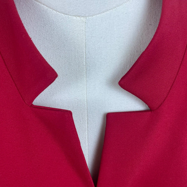 Chicos Red Women's Blazer Jacket With Unique Collar And Zipper Pocket Size 1