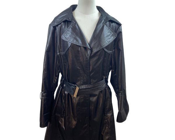 Hilary Radley Black Trench Coat With Belt & Floral Lining