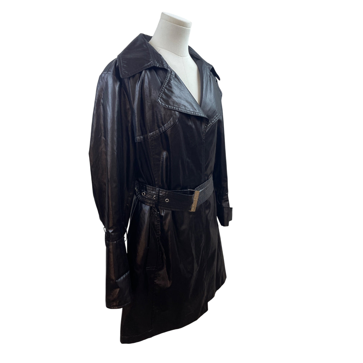 Hilary Radley Black Trench Coat With Belt & Floral Lining