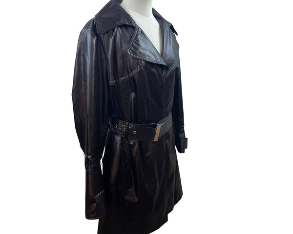 Hilary Radley Black Trench Coat With Belt & Floral Lining